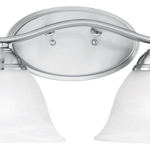 Thomas Lighting Prestige Alabaster Glass Tulip Shade Vanity Light Brushed Metal Bathroom Fixture Nickel 17 inches Wide 2-Light Vanity Light SL748278