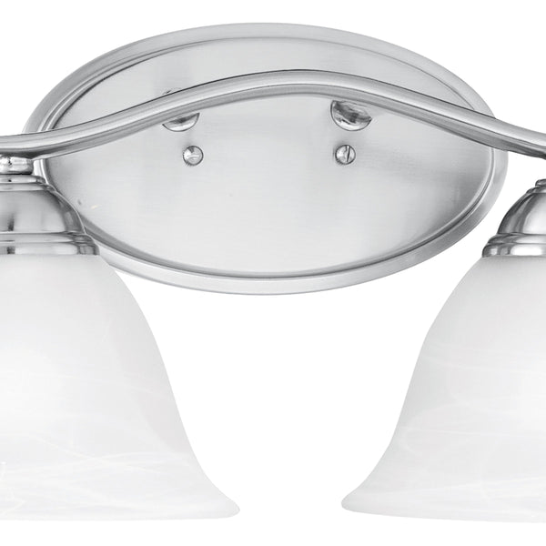 Thomas Lighting Prestige Alabaster Glass Tulip Shade Vanity Light Brushed Metal Bathroom Fixture Nickel 17 inches Wide 2-Light Vanity Light SL748278