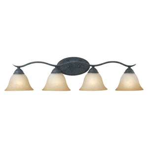 Thomas Lighting Prestige Alabaster Glass Tulip Shade Vanity Light Brushed Metal Bathroom Fixture Bronze 36 inches Wide 4-Light Vanity Light SL748422