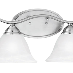 Thomas Lighting Prestige Alabaster Glass Tulip Shade Vanity Light Brushed Metal Bathroom Fixture Nickel 36 inches Wide 4-Light Vanity Light SL748478