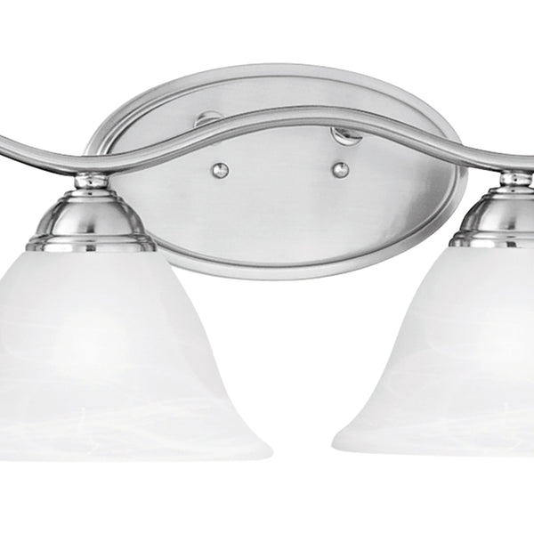 Thomas Lighting Prestige Alabaster Glass Tulip Shade Vanity Light Brushed Metal Bathroom Fixture Nickel 36 inches Wide 4-Light Vanity Light SL748478