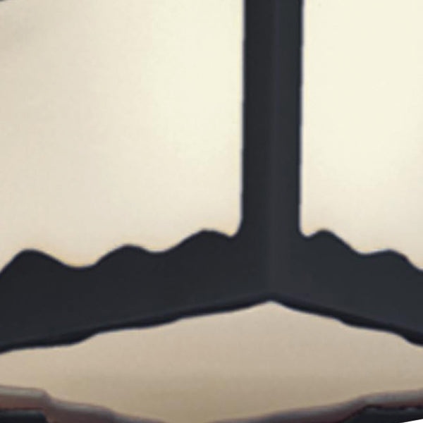 Thomas Lighting Wavy Frosted Glass Outdoor Flush Mount Porch Ceiling Light with Decorative Metal Detail Black 8 inches SL7577