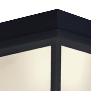 Thomas Lighting Wavy Frosted Glass Outdoor Flush Mount Porch Ceiling Light with Decorative Metal Detail Black 8 inches SL7577