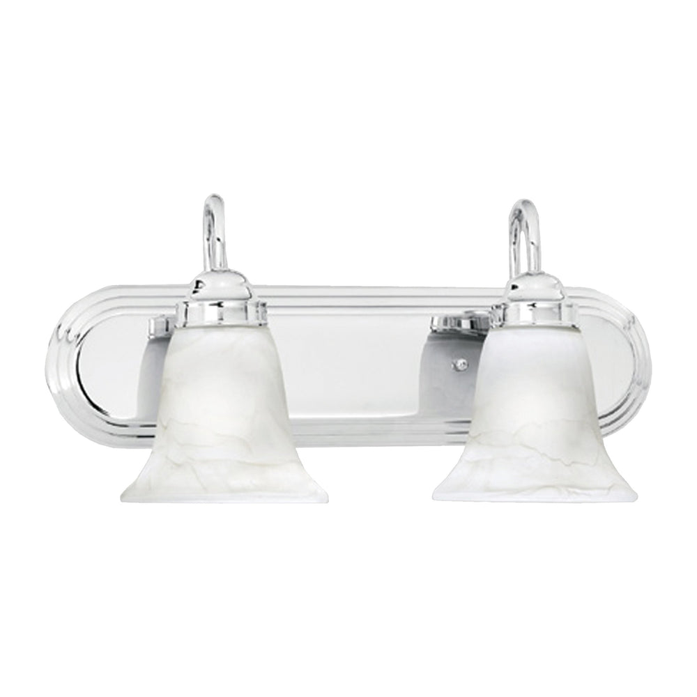 Thomas Lighting Homestead Two Light Chrome Vanity Fixture with Tulip Smoked Glass Shades Bathroom SL75824
