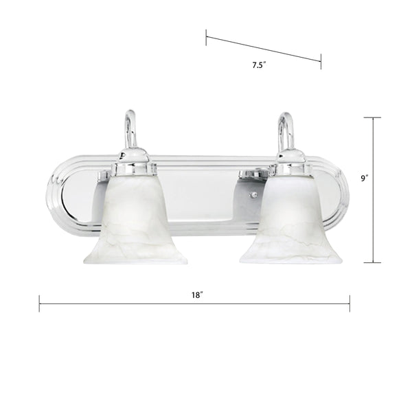 Thomas Lighting Homestead Two Light Chrome Vanity Fixture with Tulip Smoked Glass Shades Bathroom SL75824