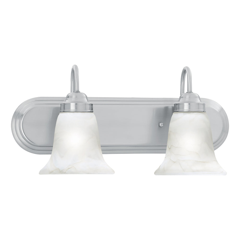 Thomas Lighting Homestead Two Light Vanity Fixture Brushed Nickel Tulip Glass Shades Bath Wall SL758278