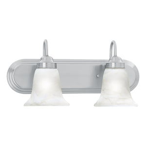 Thomas Lighting Homestead Two Light Vanity Fixture Brushed Nickel Tulip Glass Shades Bath Wall SL758278