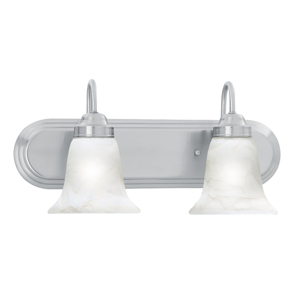 Thomas Lighting Homestead Two Light Vanity Fixture Brushed Nickel Tulip Glass Shades Bath Wall SL758278