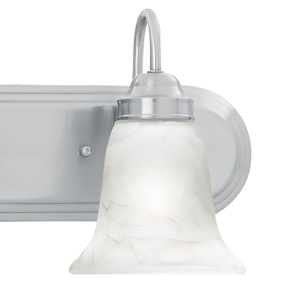 Thomas Lighting Homestead Two Light Vanity Fixture Brushed Nickel Tulip Glass Shades Bath Wall SL758278
