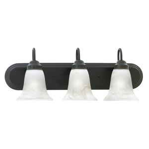 Thomas Lighting Homestead Three Light Vanity Bar Bronze Tulip Glass Shades Bathroom Fixture SL758363