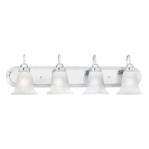Thomas Lighting Homestead Four Light Vanity Bar Chrome Finish Tulip Glass Shades Bathroom Wall Fixture SL75844