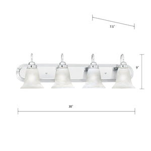 Thomas Lighting Homestead Four Light Vanity Bar Chrome Finish Tulip Glass Shades Bathroom Wall Fixture SL75844