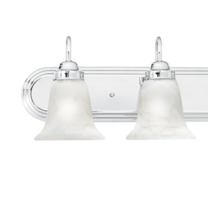 Thomas Lighting Homestead Four Light Vanity Bar Chrome Finish Tulip Glass Shades Bathroom Wall Fixture SL75844