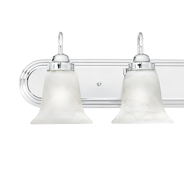 Thomas Lighting Homestead Four Light Vanity Bar Chrome Finish Tulip Glass Shades Bathroom Wall Fixture SL75844