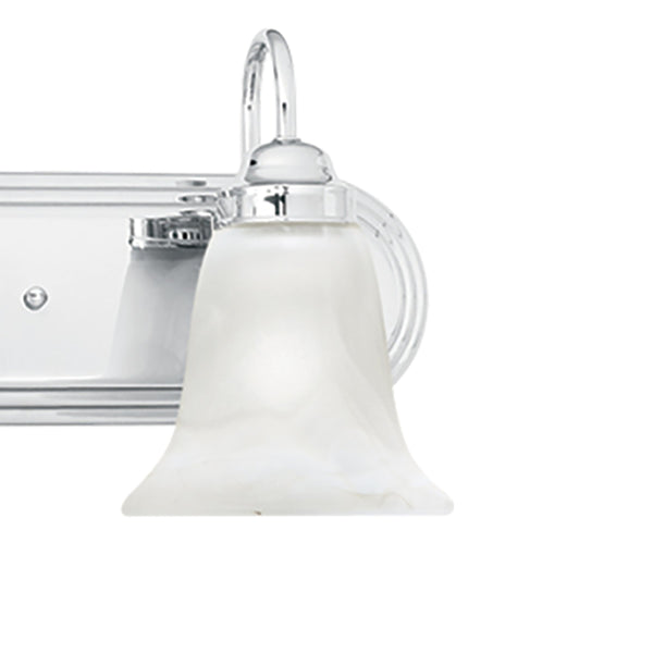 Thomas Lighting Homestead Four Light Vanity Bar Chrome Finish Tulip Glass Shades Bathroom Wall Fixture SL75844