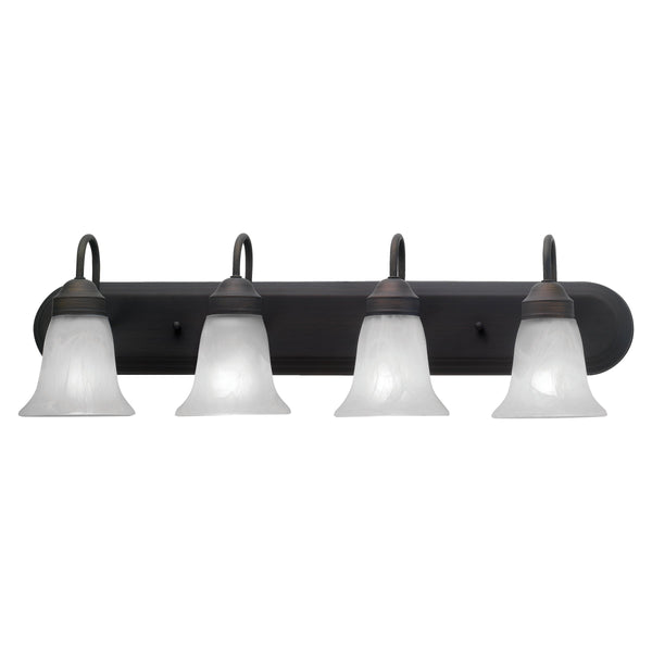 Thomas Lighting Homestead Four Light Vanity Bar Bronze Finish Tulip Glass Shades Traditional Bath SL758463