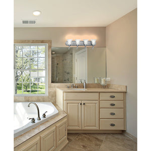Thomas Lighting Homestead Four Light Vanity Bar Brushed Nickel with Tulip Smoked Glass Shades SL758478