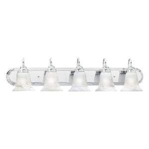 Thomas Lighting Homestead 5 Light Chrome Vanity Bar with Tulip Smoked Glass Shades for Bathrooms SL75854