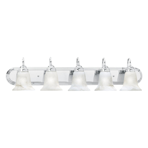 Thomas Lighting Homestead 5 Light Chrome Vanity Bar with Tulip Smoked Glass Shades for Bathrooms SL75854