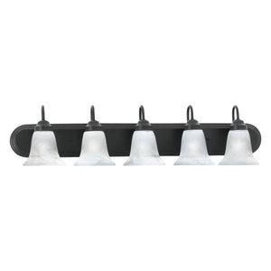 Thomas Lighting Homestead Five Light Vanity Bar Bronze Tulip Glass Shades Bathroom Wall Fixture SL758563