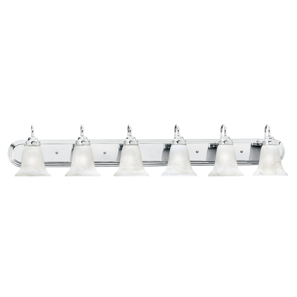 Thomas Lighting Homestead Six Light Chrome Vanity Bar with Tulip Smoked Glass Shades for Bathrooms SL75864