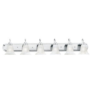 Thomas Lighting Homestead Six Light Chrome Vanity Bar with Tulip Smoked Glass Shades for Bathrooms SL75864