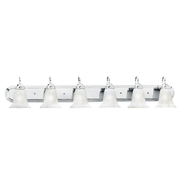 Thomas Lighting Homestead Six Light Chrome Vanity Bar with Tulip Smoked Glass Shades for Bathrooms SL75864