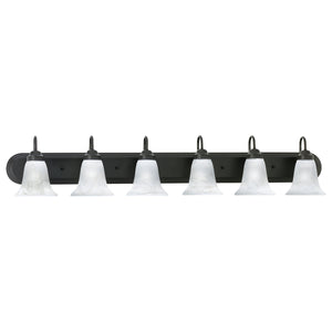 Thomas Lighting Homestead Six Light Vanity Bar Bronze Tulip Glass Shades Bathroom Wall Fixture SL758663