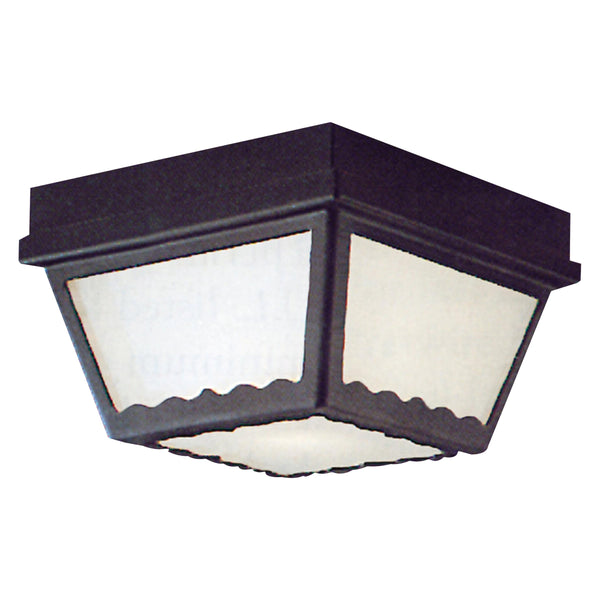 Thomas Lighting Wavy Frosted Glass Outdoor Flush Mount Porch Ceiling Light with Decorative Metal Detail Black 9.5 inches SL7597
