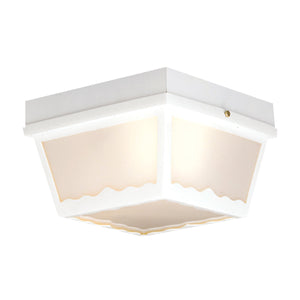 Thomas Lighting Wavy Frosted Glass Outdoor Flush Mount Porch Ceiling Light with Decorative Metal Detail White 10 inches SL7598