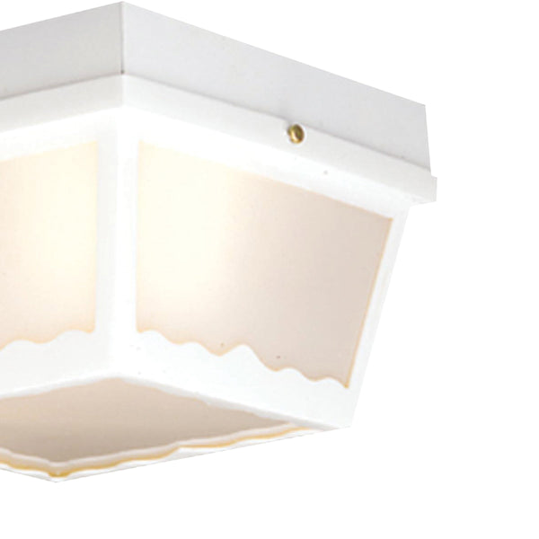 Thomas Lighting Wavy Frosted Glass Outdoor Flush Mount Porch Ceiling Light with Decorative Metal Detail White 10 inches SL7598