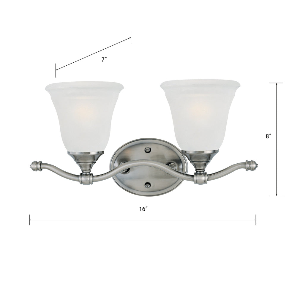Thomas Lighting Harmony Two Light Vanity Fixture Frosted Glass Domes Satin Pewter Bathroom Wall SL760241