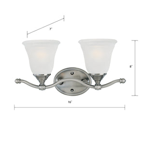 Thomas Lighting Harmony Two Light Vanity Fixture Frosted Glass Domes Satin Pewter Bathroom Wall SL760241