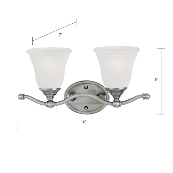 Thomas Lighting Harmony Two Light Vanity Fixture Frosted Glass Domes Satin Pewter Bathroom Wall SL760241