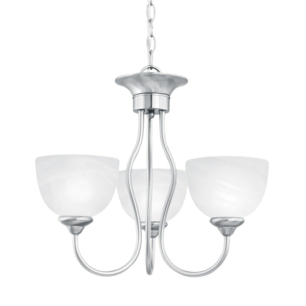 Thomas Lighting Tahoe Three Light Chandelier with Bell Glass Shades for Dining Room or Foyer 19 inches Nickel SL801478