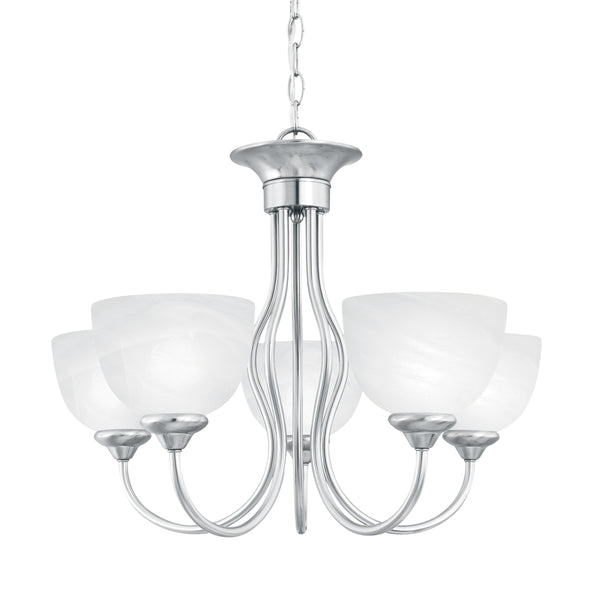 Thomas Lighting Tahoe Three Light Chandelier with Bell Glass Shades for Dining Room or Foyer 24 inches Nickel SL801578