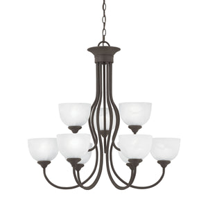 Thomas Lighting Tahoe Three Light Chandelier with Bell Glass Shades for Dining Room or Foyer 30 inches Bronze SL801663