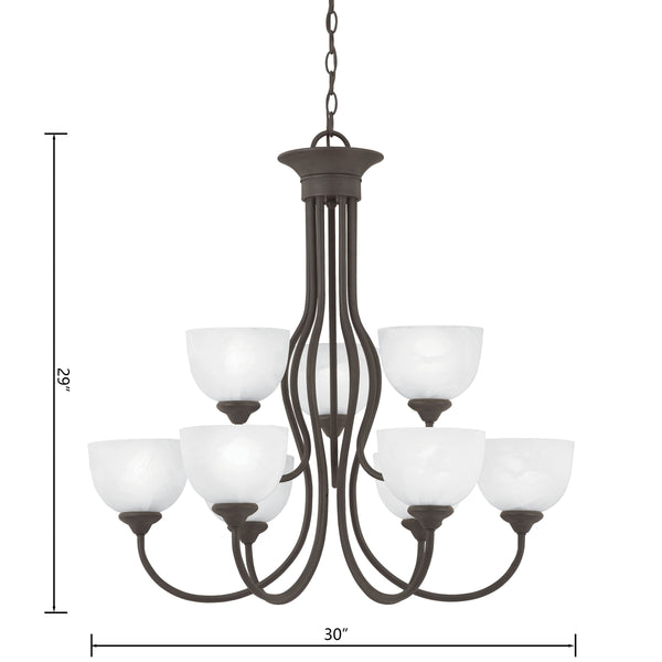 Thomas Lighting Tahoe Three Light Chandelier with Bell Glass Shades for Dining Room or Foyer 30 inches Bronze SL801663