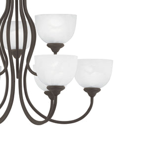 Thomas Lighting Tahoe Three Light Chandelier with Bell Glass Shades for Dining Room or Foyer 30 inches Bronze SL801663