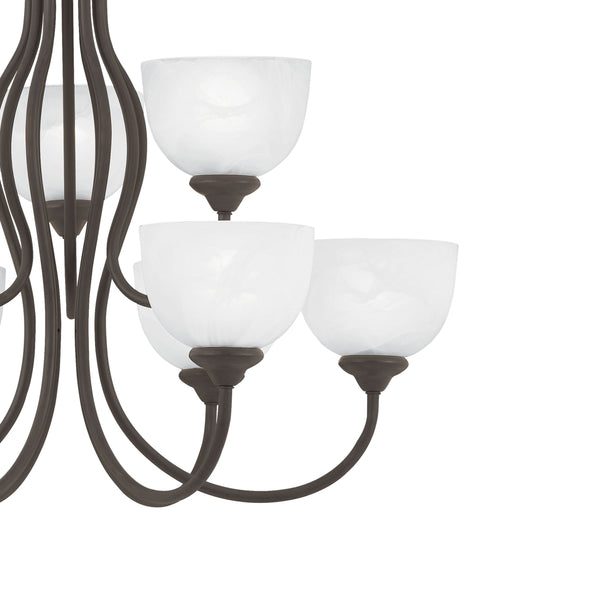 Thomas Lighting Tahoe Three Light Chandelier with Bell Glass Shades for Dining Room or Foyer 30 inches Bronze SL801663