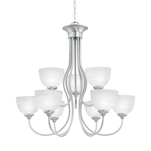 Thomas Lighting Tahoe Three Light Chandelier with Bell Glass Shades for Dining Room or Foyer 30 inches Nickel SL801678