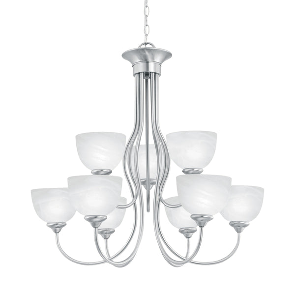 Thomas Lighting Tahoe Three Light Chandelier with Bell Glass Shades for Dining Room or Foyer 30 inches Nickel SL801678