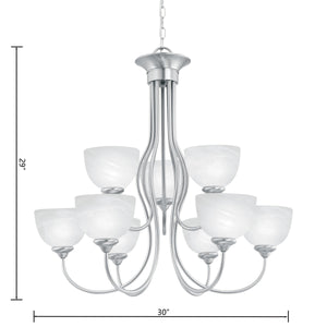 Thomas Lighting Tahoe Three Light Chandelier with Bell Glass Shades for Dining Room or Foyer 30 inches Nickel SL801678