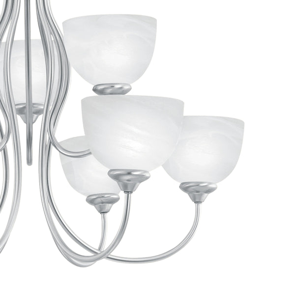 Thomas Lighting Tahoe Three Light Chandelier with Bell Glass Shades for Dining Room or Foyer 30 inches Nickel SL801678