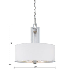 Thomas Lighting Pendenza Three Light Chandelier Brushed Metal Frame with Fabric Glass Shades Dining Room Nickel 20 W x 20 D x 19 H SL806678