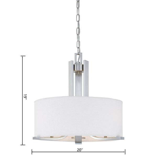 Thomas Lighting Pendenza Three Light Chandelier Brushed Metal Frame with Fabric Glass Shades Dining Room Nickel 20 W x 20 D x 19 H SL806678