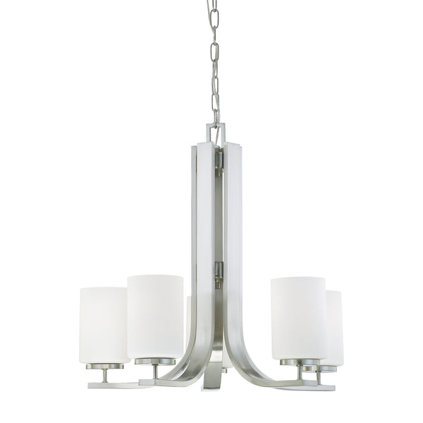 Thomas Lighting Pendenza Three Light Chandelier Brushed Metal Frame with Fabric Glass Shades Dining Room Nickel 23.5 W x 23.5 D x 22.25 H SL806778