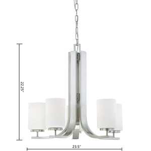 Thomas Lighting Pendenza Three Light Chandelier Brushed Metal Frame with Fabric Glass Shades Dining Room Nickel 23.5 W x 23.5 D x 22.25 H SL806778