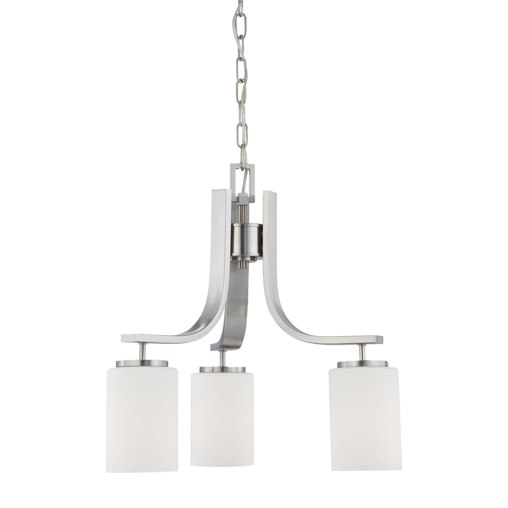 Thomas Lighting Pendenza Three Light Chandelier Brushed Metal Frame with Fabric Glass Shades Dining Room Nickel 20 W x 20 D x 20 H SL806878
