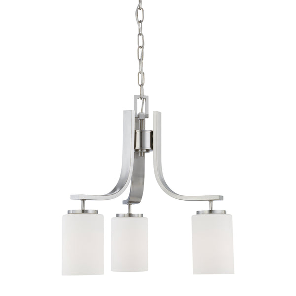 Thomas Lighting Pendenza Three Light Chandelier Brushed Metal Frame with Fabric Glass Shades Dining Room Nickel 20 W x 20 D x 20 H SL806878